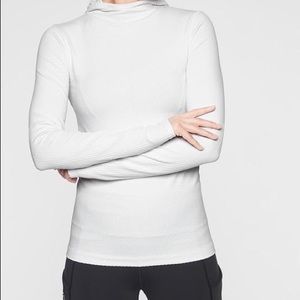 Athleta White Flurry Scuba Hoodie Long Sleeve